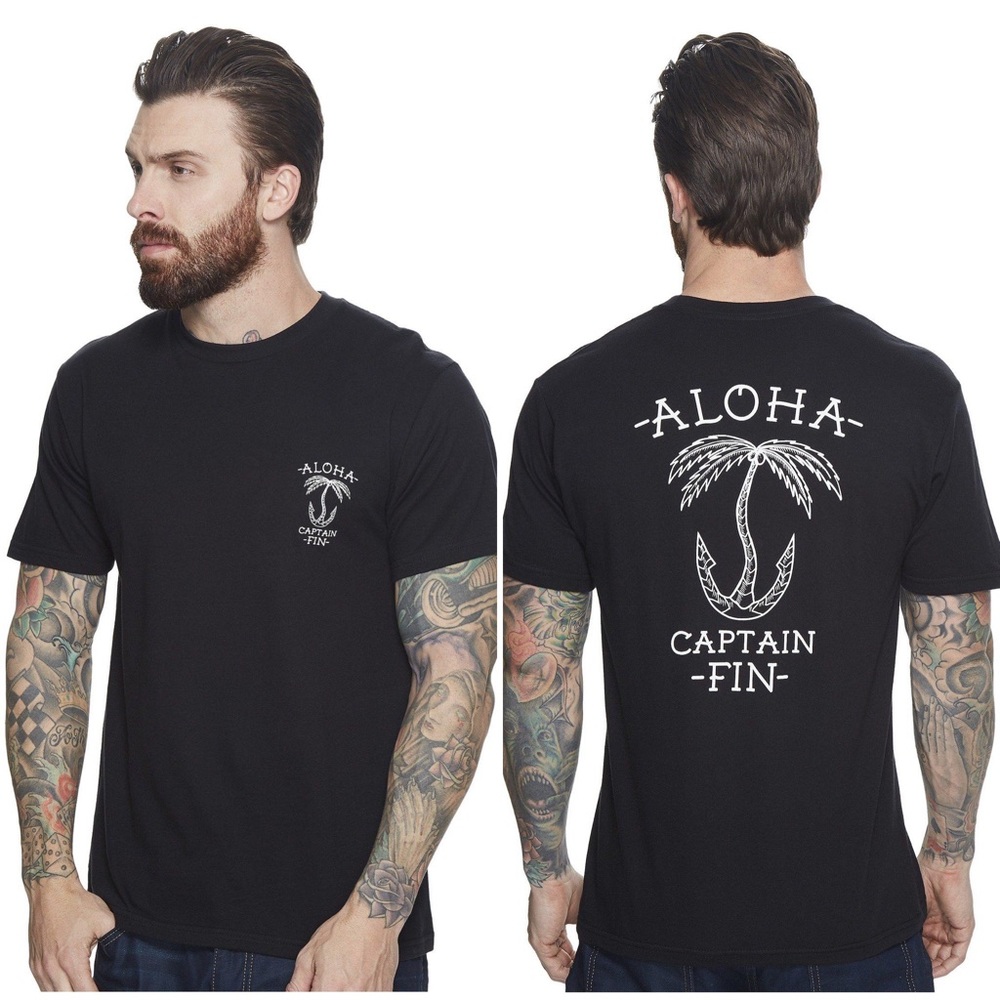 Captain Fin Men’s Black Anchor Palm Tee